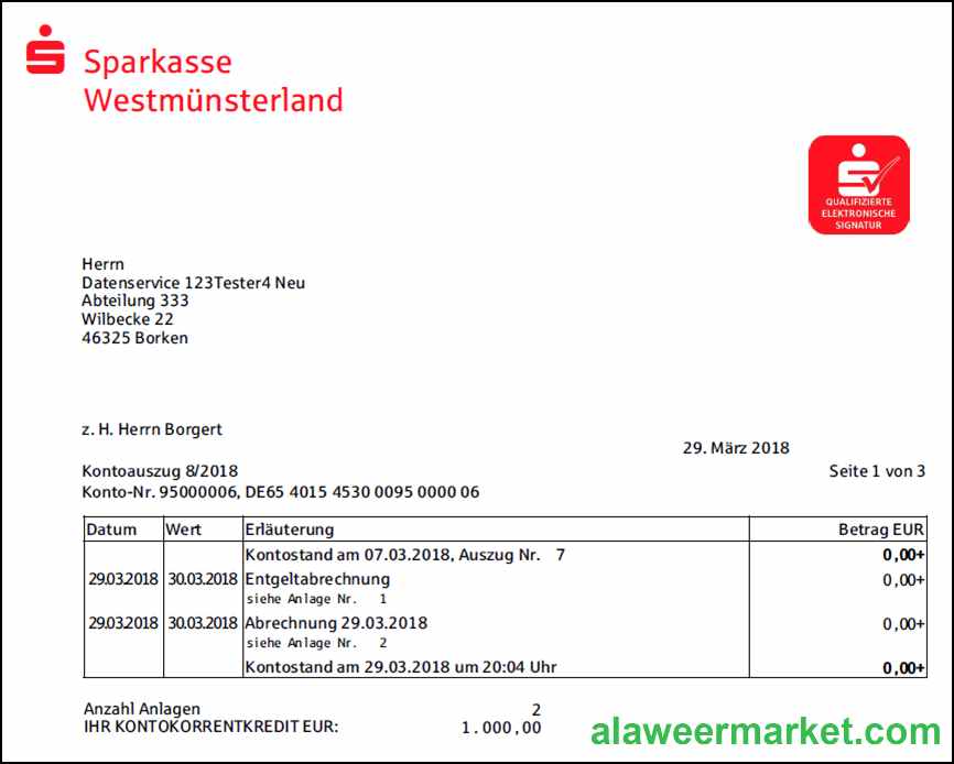 Germany Sparkasse bank statement